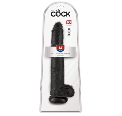 King Cock - Realistyczne Duże Dildo Z Przyssawką 36 CM Czarny